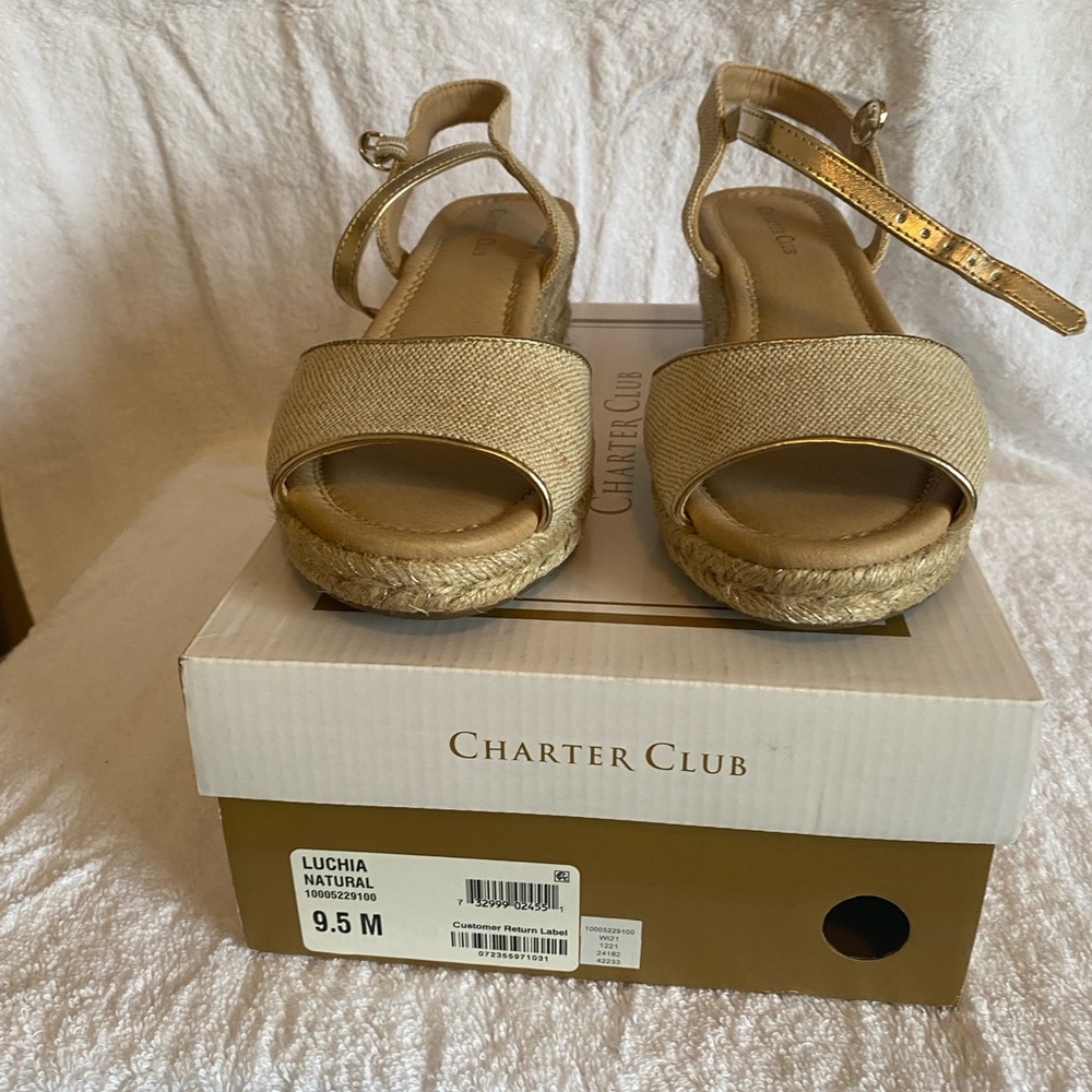 Charter Club Women's Natural Espadrille Wedges